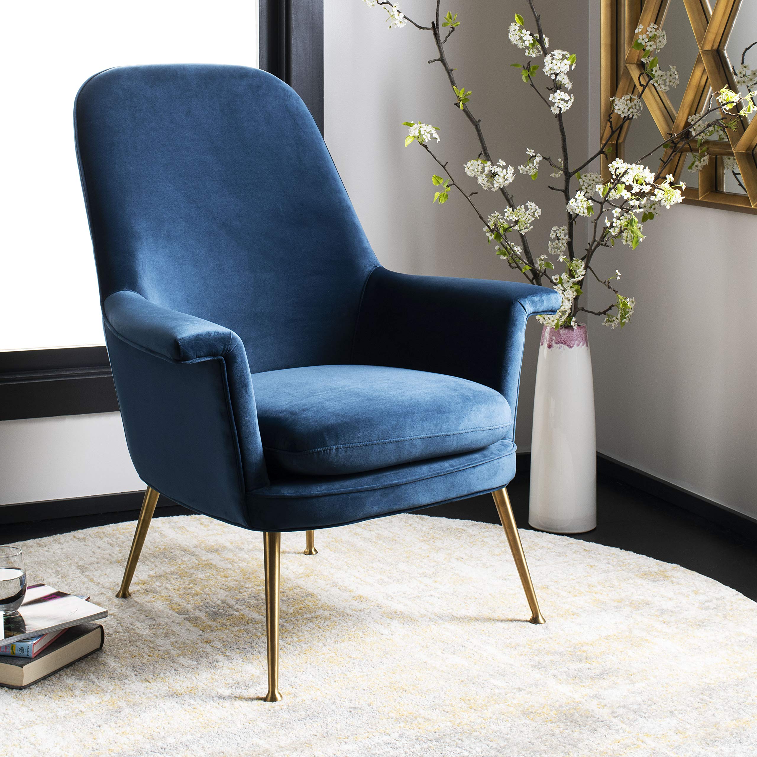 Safavieh Adirondack Collection 4' Round Cream / Gold Adr207A Modern Abstract Non-Shedding Dining Room Entryway Foyer Living Room